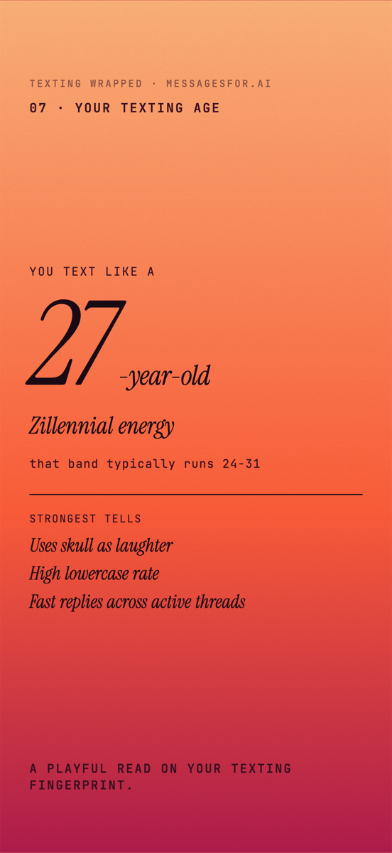 Texting Wrapped story cards